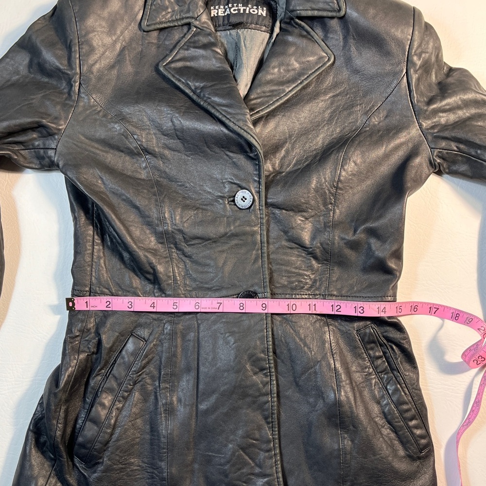 Kenneth Cole Reaction Vintage Black Leather Jacket XS - Picture 9 of 13